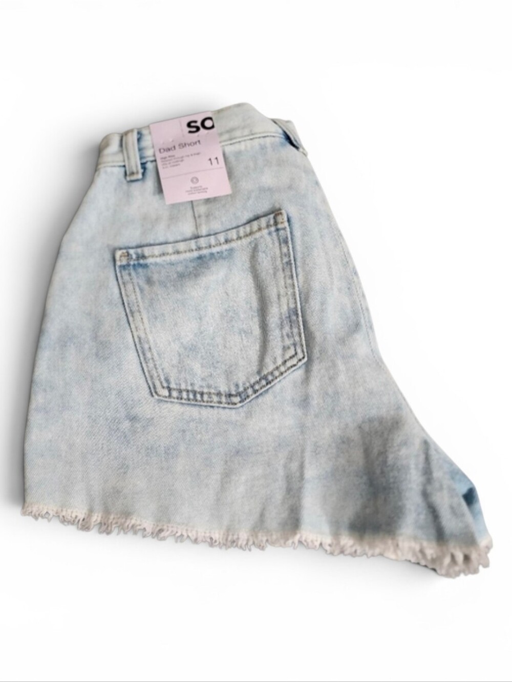 SO High Rise Dad Shorts Size 11 NWT Light Wash Denim Cutoff Shorts - Picture 3 of 3